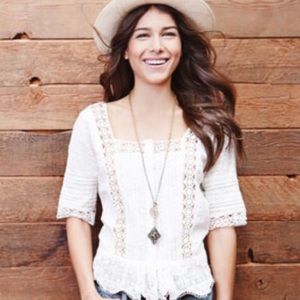 'Sweet Jane' Lace Trim Peplum Top